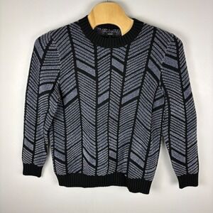 Alfani Black Gray Herringbone Knit Sweater‎ Men's XL